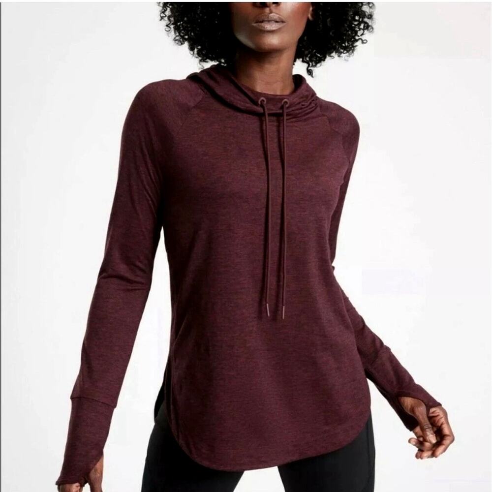 Athleta Uptempo Thumbhole Hoodie Outdoor Athleisure Maroon Size Medium